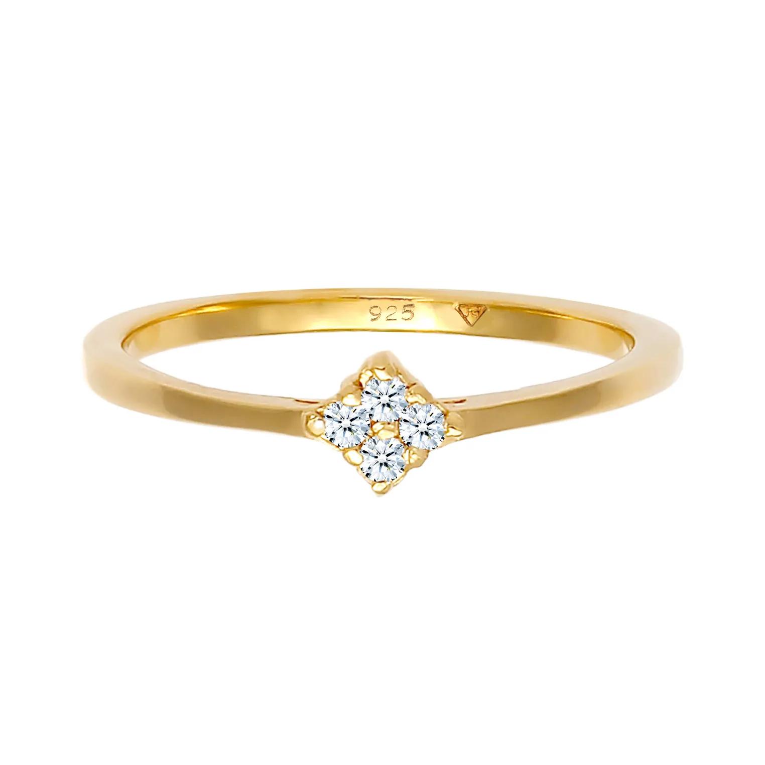 Thumbnail - Elli Ringe - Ring Verlobung Klassisch Diamant 0.06 ct. 925 Silb - Gr. 52 MM - in Gold - für Damen
