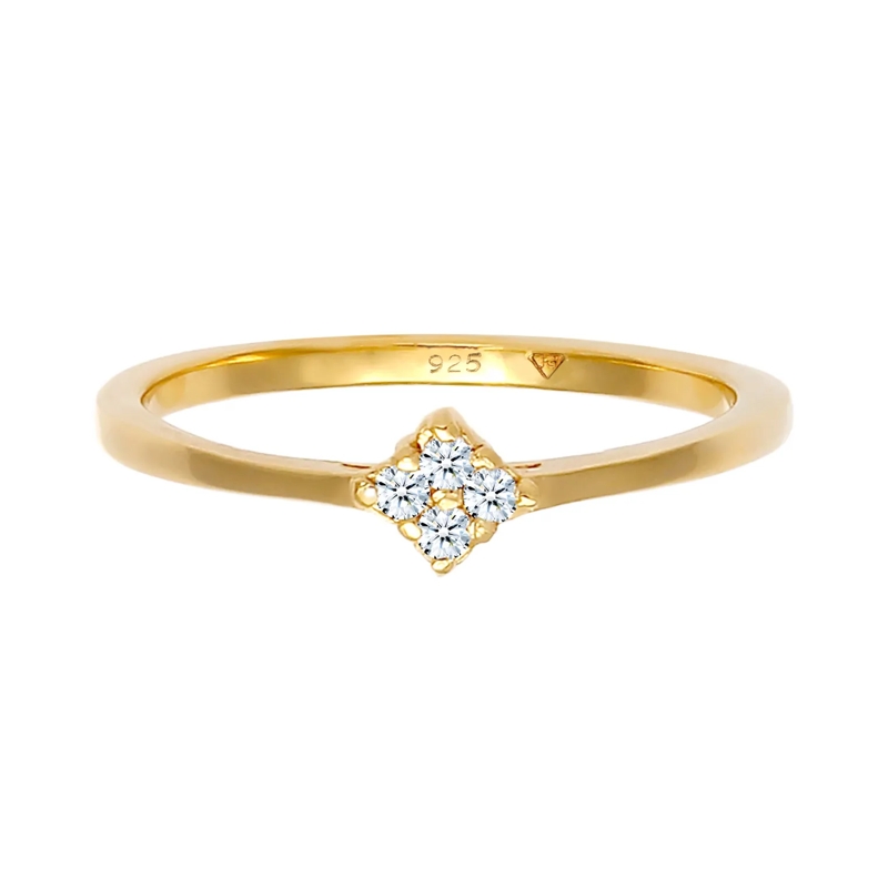Elli Diamantring Ring Verlobung Klassisch Diamant 0.06 ct. 925 Silb gold(Image 6)