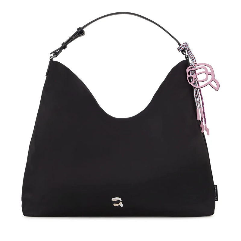 Karl Lagerfeld Schultertasche Ikon Hobo-Tasche aus Nylon schwarz