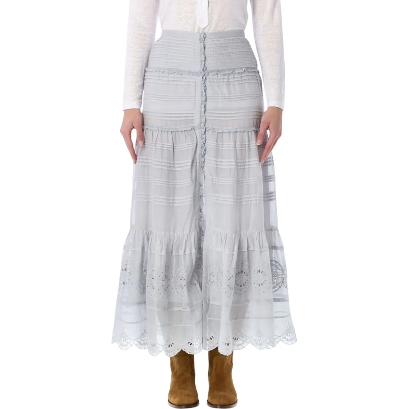 Etoile Isabel Marant Minirok Paoline Organic Cotton & Lace Skirt White
