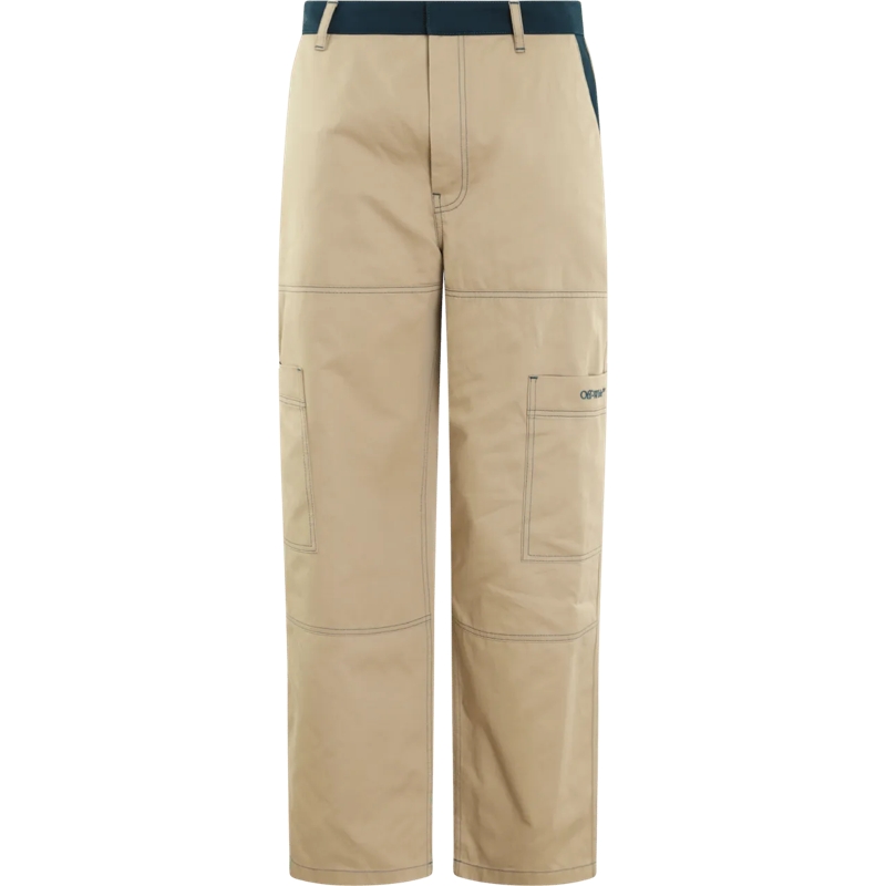 Off-White Casual broeken Heren Stitch Cotgab Straight beige