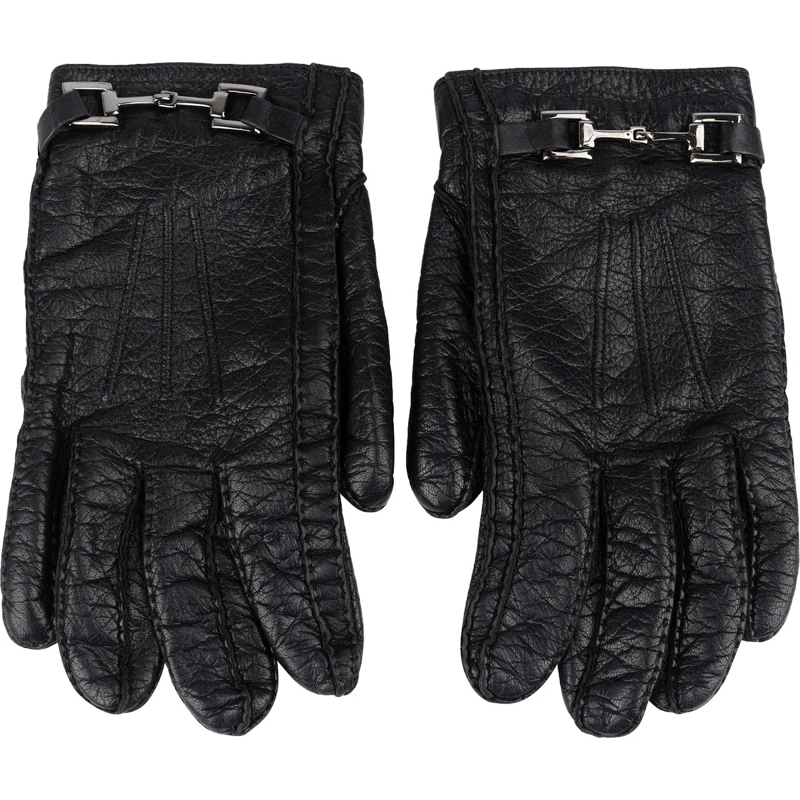 Gucci Gants Gucci Horsebit Leather Gloves schwarz