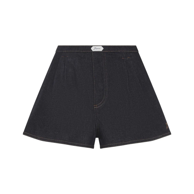 Jacquemus Casual Shorts Flared High-Waisted Shorts In Dark Denim Blue