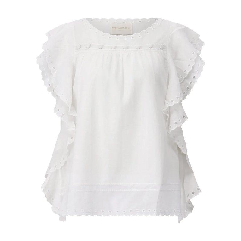 STELLA FOREST Tunika/Kaftan Blusenshirt Jayna mit Stickerei Weiß