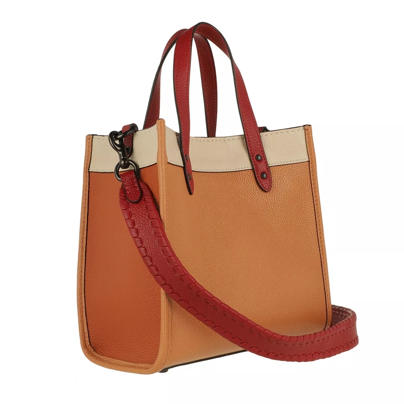 Coach Tote Colorblock Leather Whipstitch Detail Coach Badge F V5/Natural Multi(Image 4)