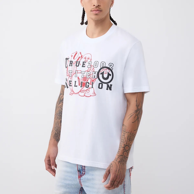 True Religion T-Shirt - T-Shirt- Übereinander angeordnete Logos auf Fro weiss(Image 3)