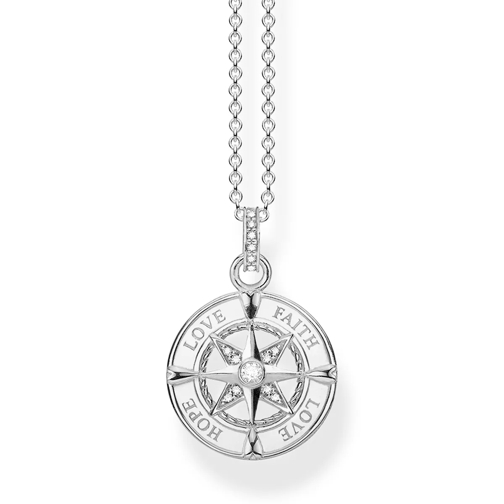 Thomas Sabo Compass Faith Love Hope Necklace Silver Mittellange Halskette