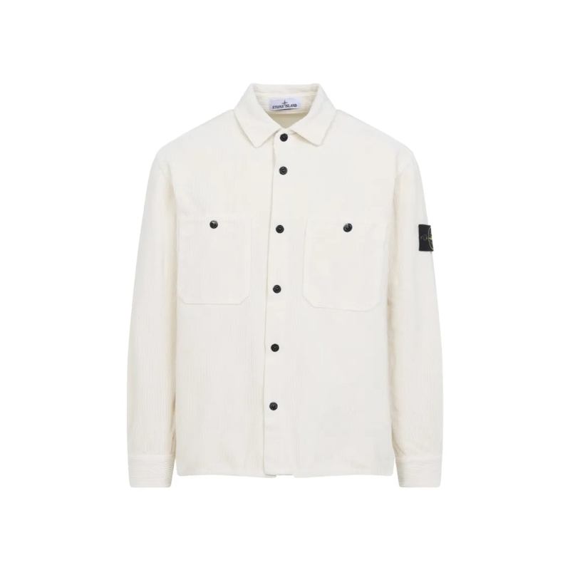 Stone Island Chemise Iconic Button-Down Shirt With Dual Chest Pockets White