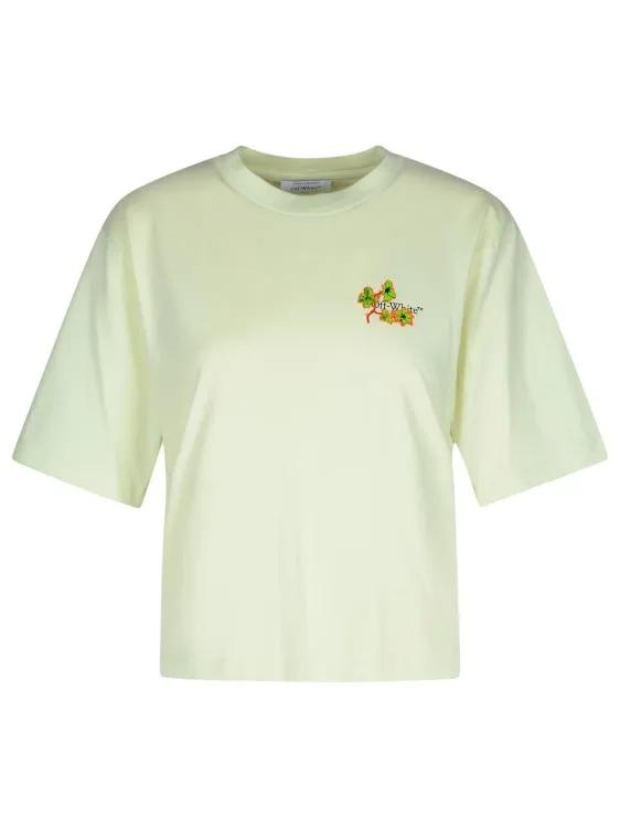 Off-White - Ramage Flower Green Cotton T-Shirt - Größe S - grün