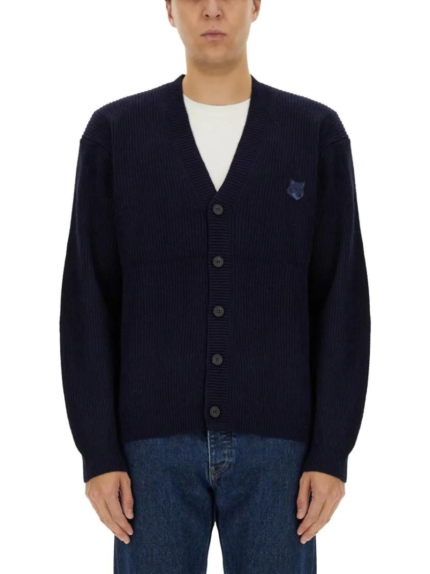 Thumbnail - Maison Kitsune - Ribbed Cardigan - Größe L - blau