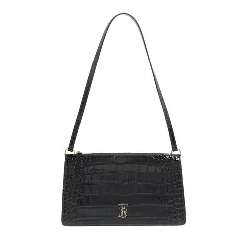 Burberry Shoulder Bag With Croc Effect Black Pochette-väska