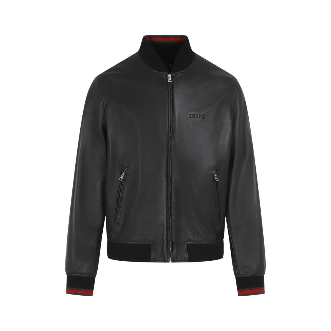 Gucci - Black Lamb Leather Bomber Jacket - Größe 52 - schwarz