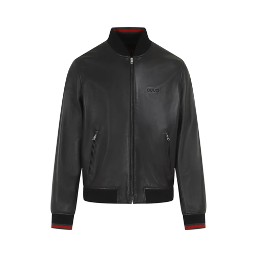 Gucci Black Lamb Leather Bomber Jacket Black Bomberjackor