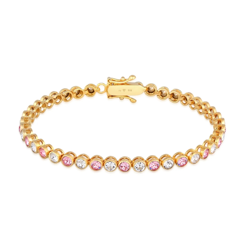 Elli Armband Armband Tennis-Armband Rose 925 Sterling Silber, m gold