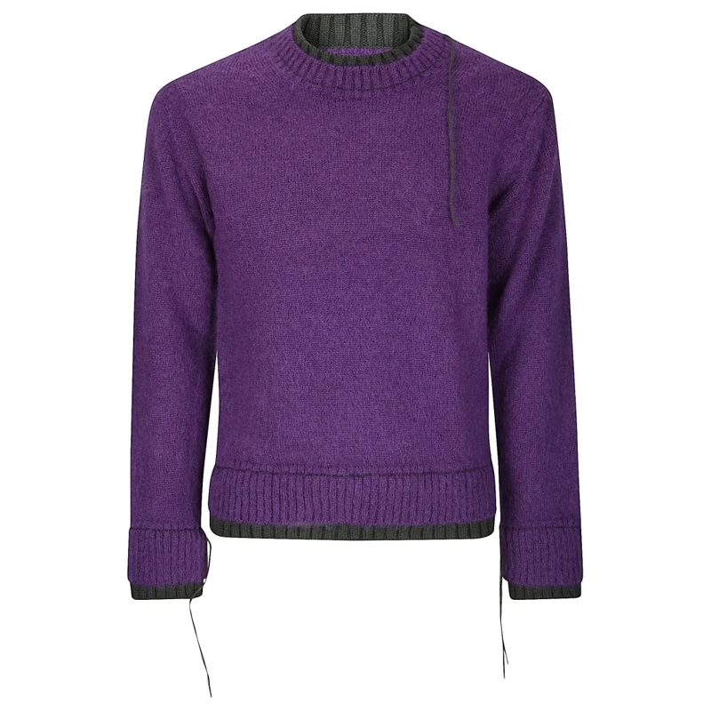 Sacai Pullover Wool Knit Pullover Sweater Purple