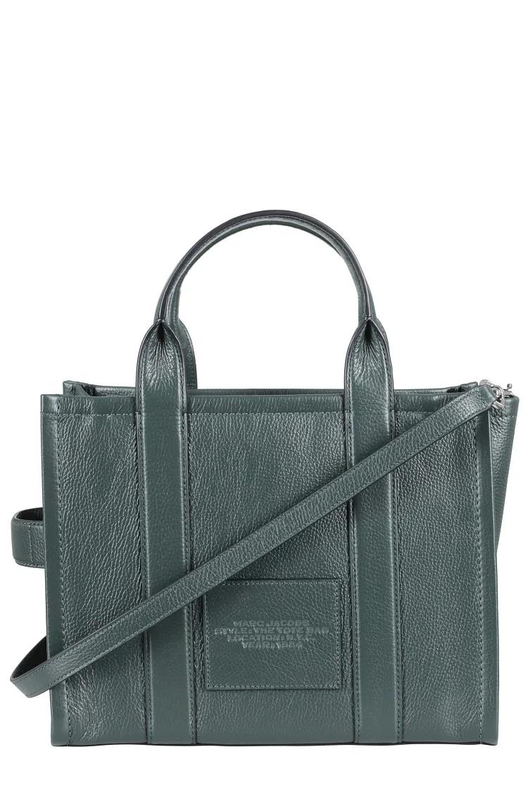 Marc Jacobs Shoppers & Totes Structured Green Full-Grain Leather Medium Tote in groen
