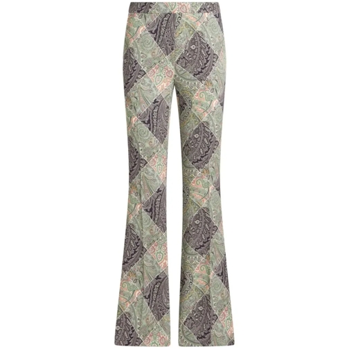 Etro Multicolor Flared Printed Cady Pants Multicolor 