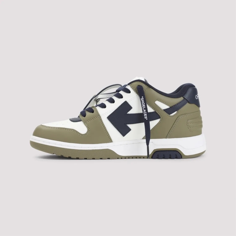 Off-White Lage-top sneaker Olive Green And White Leather Sneakers Grey