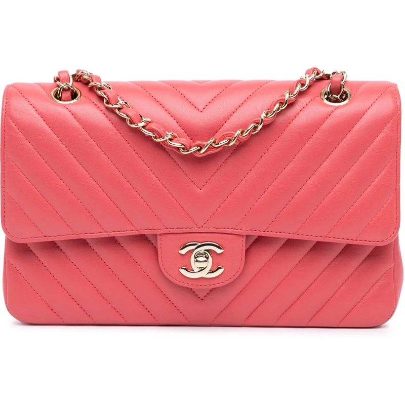 Chanel Schultertasche Medium Classic Chevron Lambskin Double Flap rose