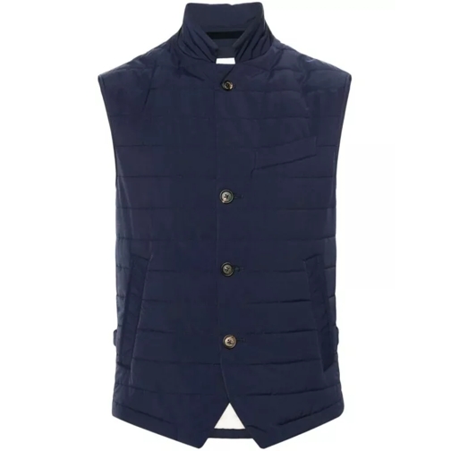 Eleventy Navy Blue Quilted Puffer Waistcoat Blue 