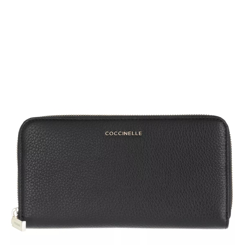 Coccinelle Metallic Soft Wallet Leather  Noir Zip-Around Wallet