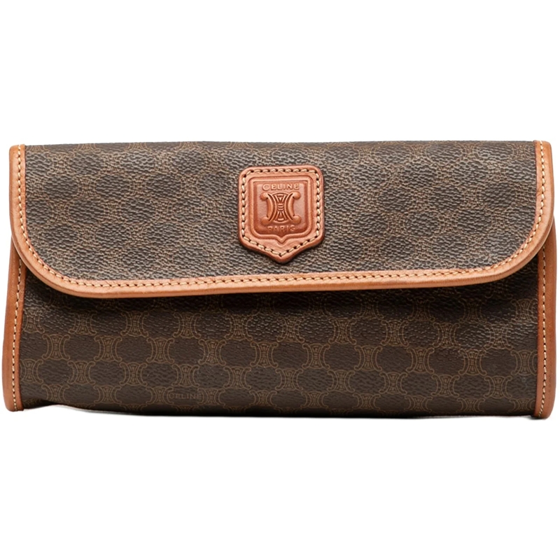 Celine Clutch Macadam Coated Canvas Clutch braun