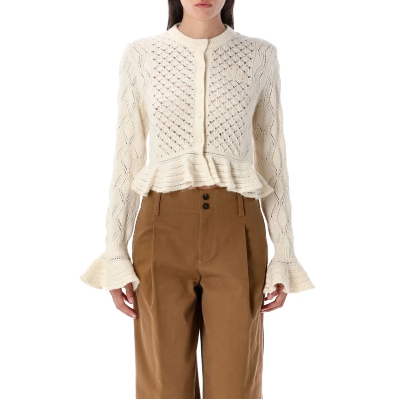 Chloé Strickjacke Pointelle Knit Cardigan Neutrals