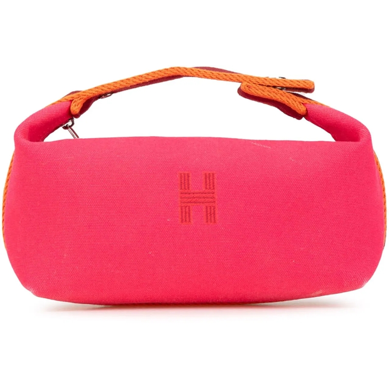 Hermès Necessaire Small Toile Bride A Brac Case rose