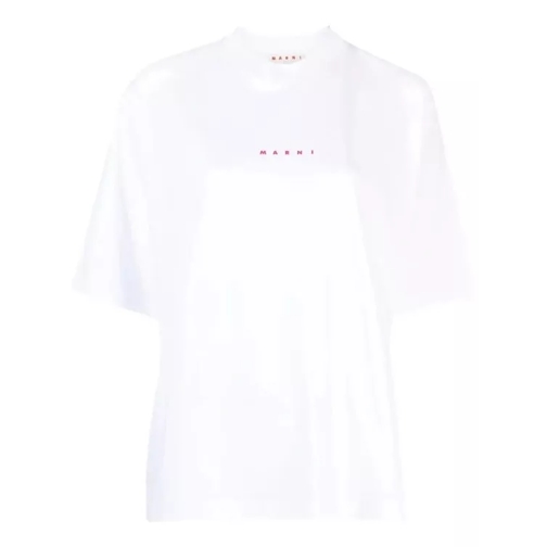 Marni Logo-Print Milk White Cotton T-Shirt White 