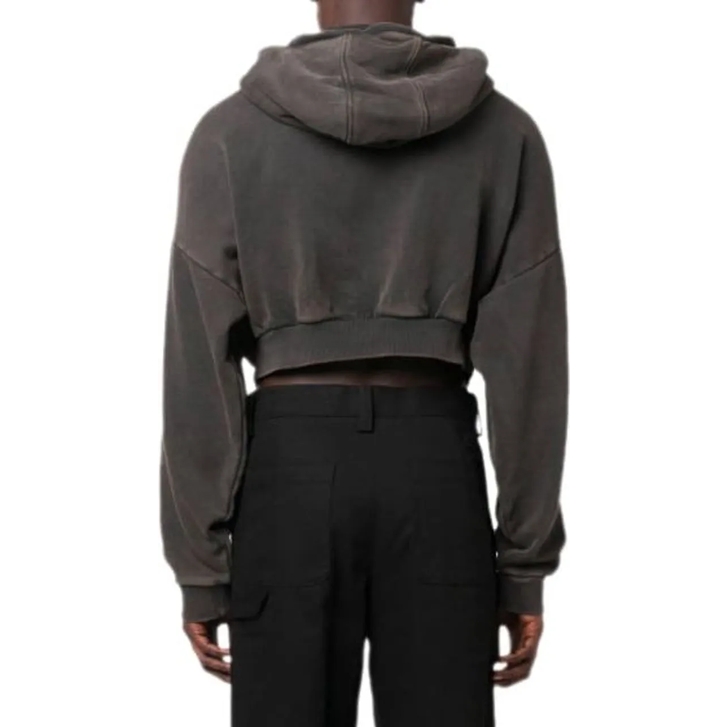 ENTIRE STUDIOS Cropped Full Zip Washed Black schwarz | Sweatshirts