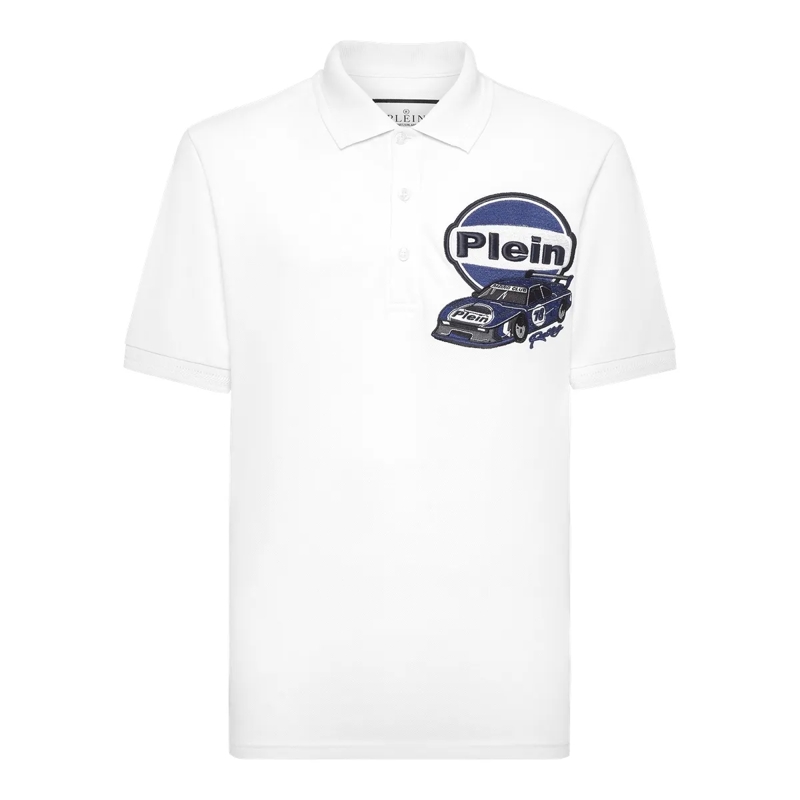 Philipp Plein Top Poloshirt Racing weiss