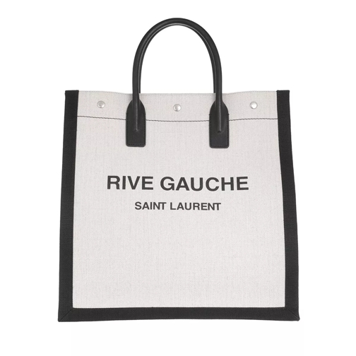 Saint Laurent Rive Gauche Tote Bag White/Black Rymlig shoppingväska