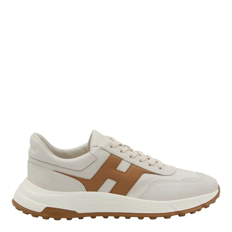 Hogan Lage-top sneaker Cream Base Sneakers With Tan Logo Grey
