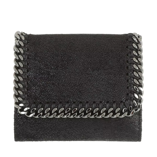 Stella McCartney Falabella Small Flap Wallet Shaggy Deer Black Tri-Fold Portemonnaie