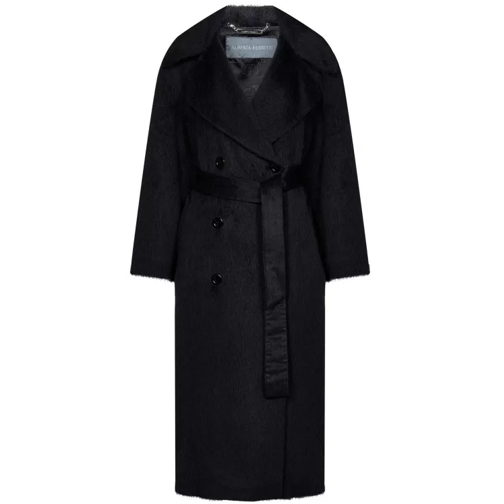 Alberta Ferretti Double-Breasted Black Coat Black 