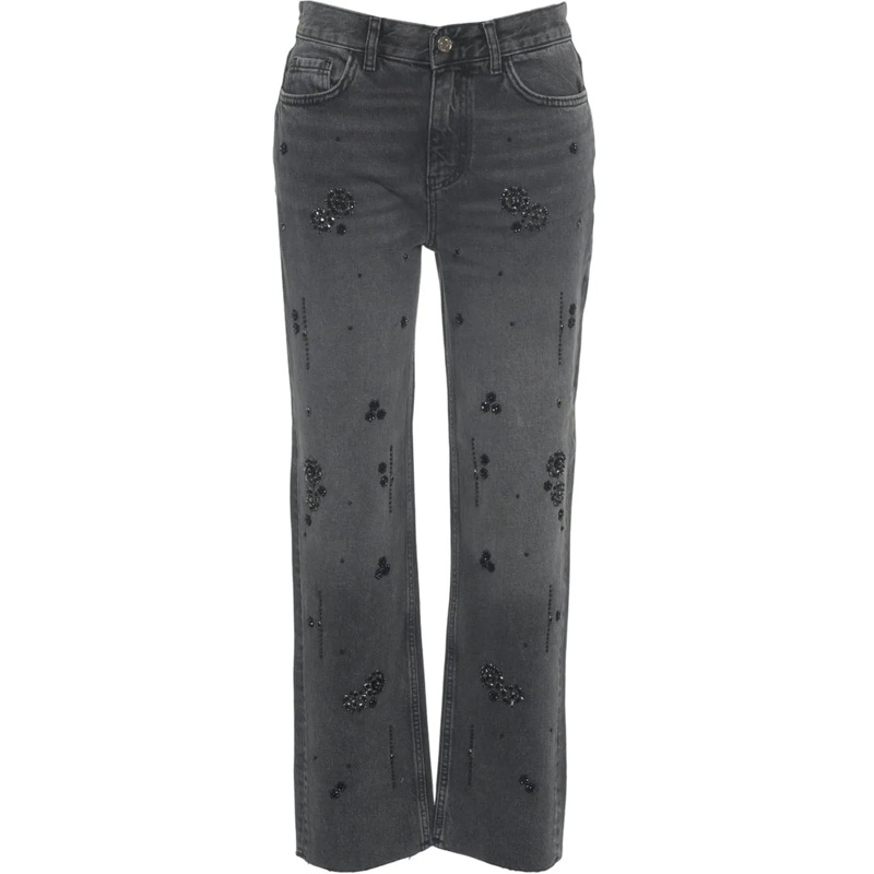 LIU JO Jeans à jambe droite Straight leg jeans with rhinestones schwarz