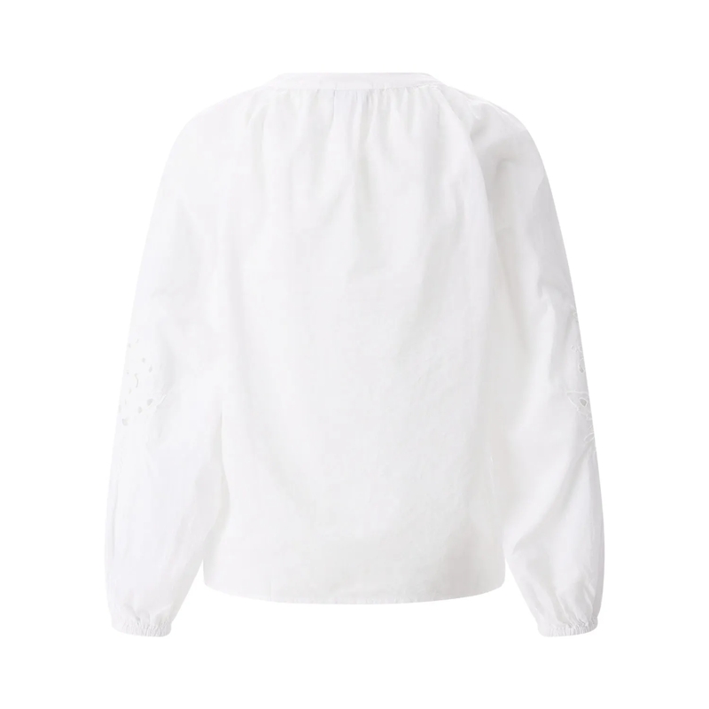 Emily van den Bergh Bluse Bluse mit Lochstickerei weiß(Image 2)