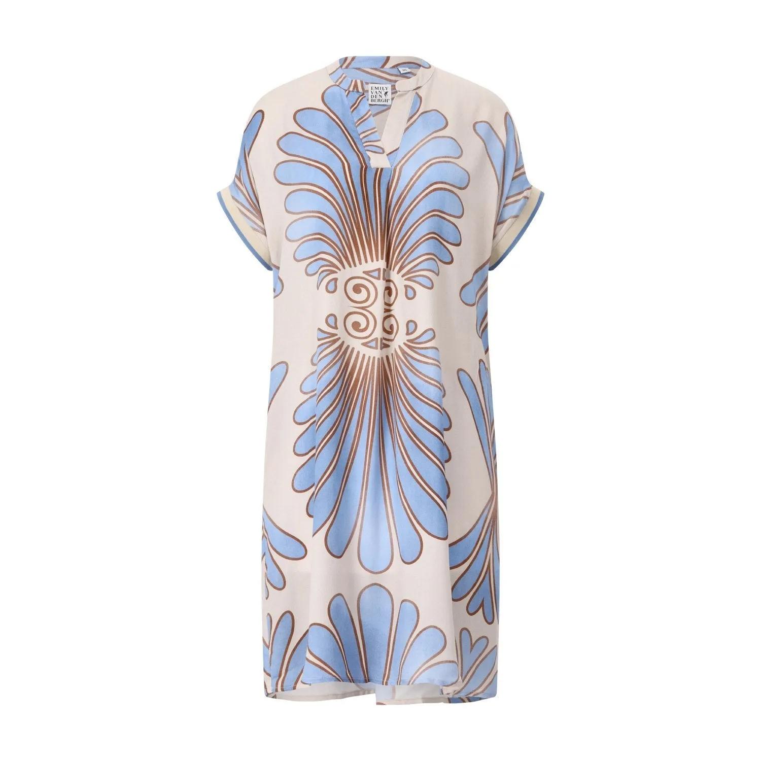 Thumbnail - Emily can den Bergh - Weites Midikleid mit Print - Größe 38 - beige