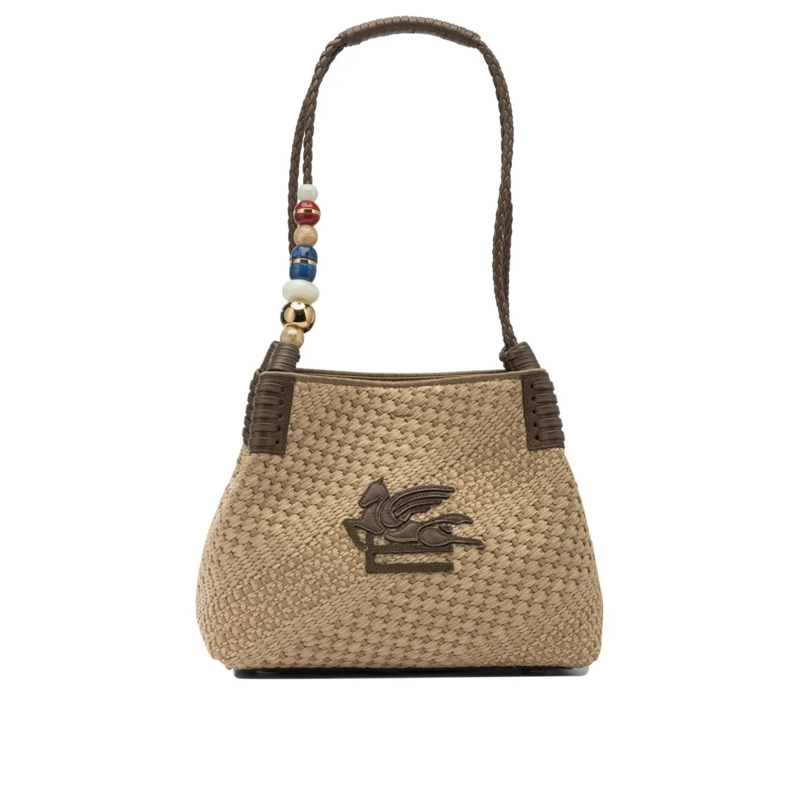 Etro Schultertasche Small Libra Shoulder Bag With Embroidered Pegasus  Neutrals