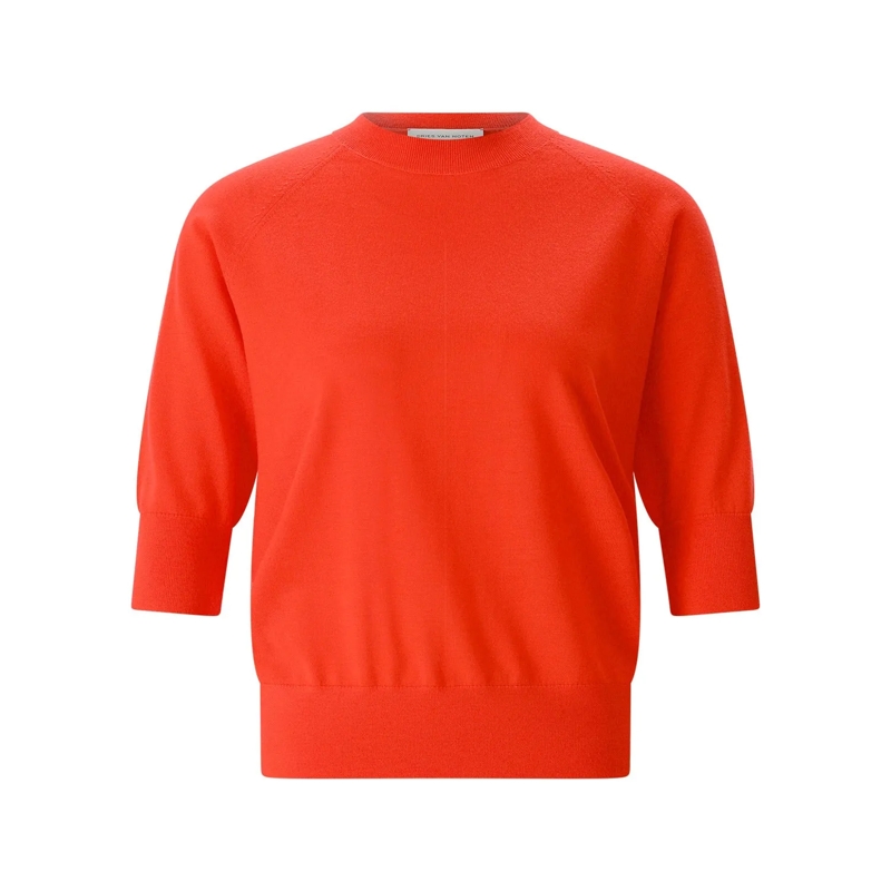 Dries Van Noten 3/4 mouw shirt Kurzarmpullover Tuan aus Merinowolle rot
