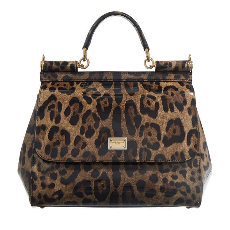 Dolce&Gabbana Satchel Medium Sicily Leopard-Print Shoulder Bag Brown(Image 2)