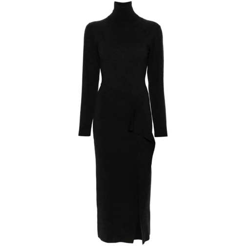 P.A.R.O.S.H. Charcoal Grey Knitted Dress Black Midi-klänningar