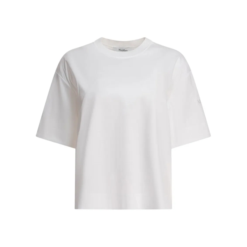 Max Mara T-shirt Pure Cotton Short-Sleeve Shirt With Design White