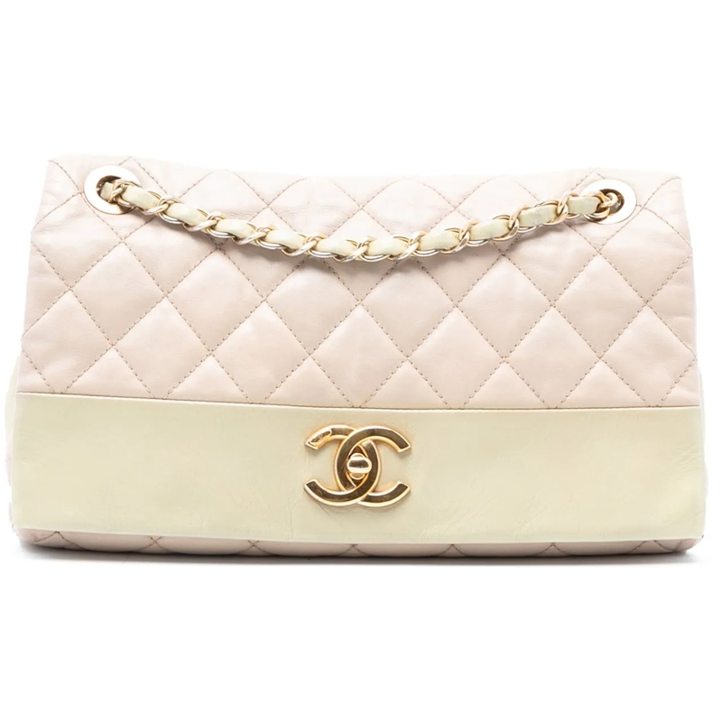 Chanel Schultertasche Medium Quilted Calfskin Soft Elegance Flap weiß