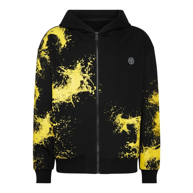 Plein Sport Top Kapuzen-Sweatjacket Splash schwarz