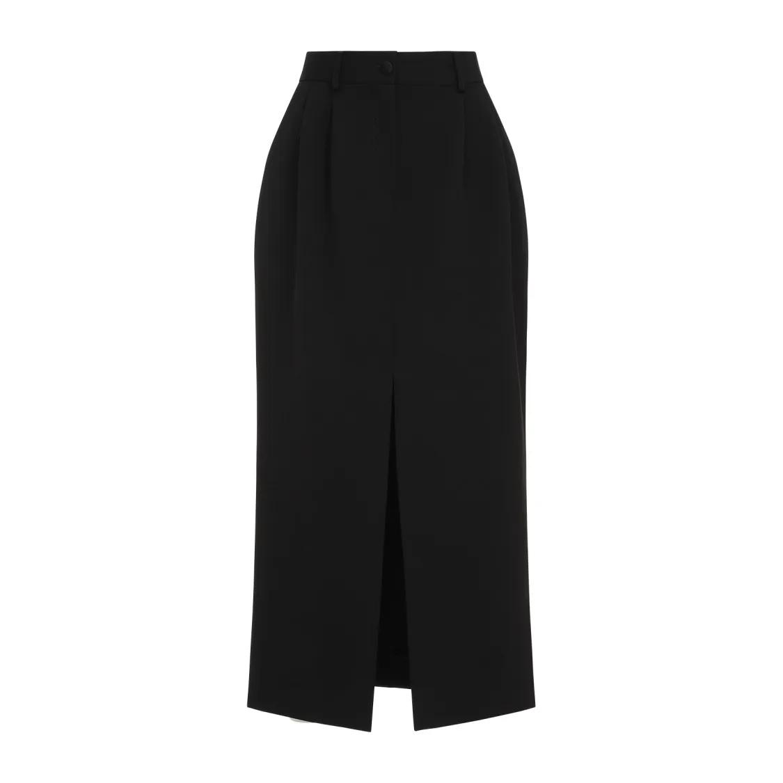 Dolce&Gabbana - Black Virgin Wool Skirt - Größe 40 - schwarz