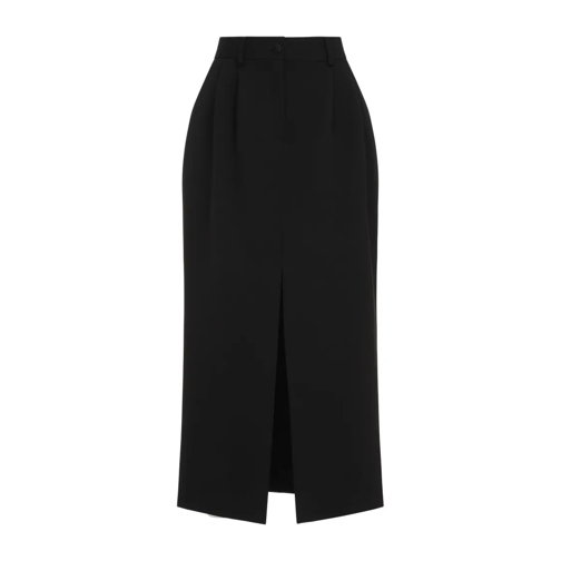 Dolce&Gabbana Black Virgin Wool Skirt Black Midi-Röcke