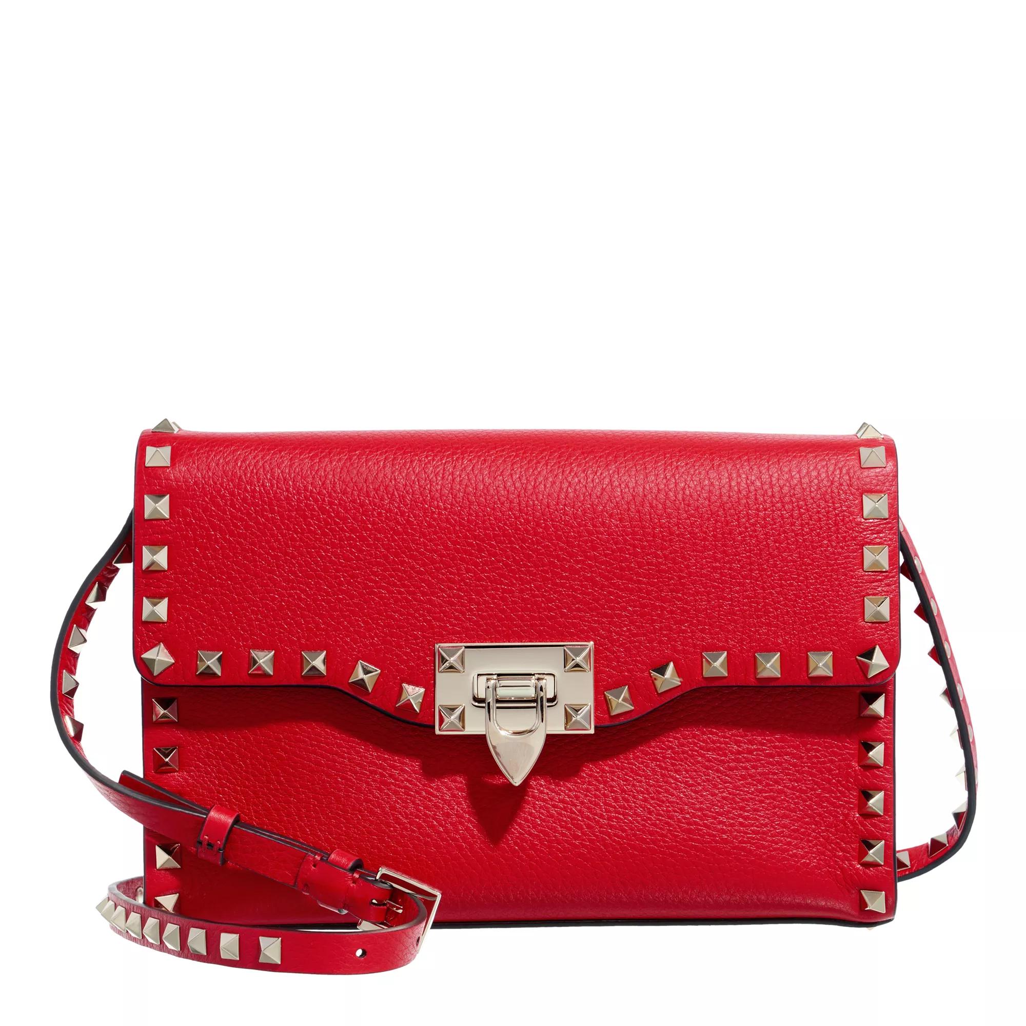 Valentino Garavani Crossbody Bags - Rockstud Small Grainy Leather Crossbody Bag - Gr. unisize - in Rot - für Damen