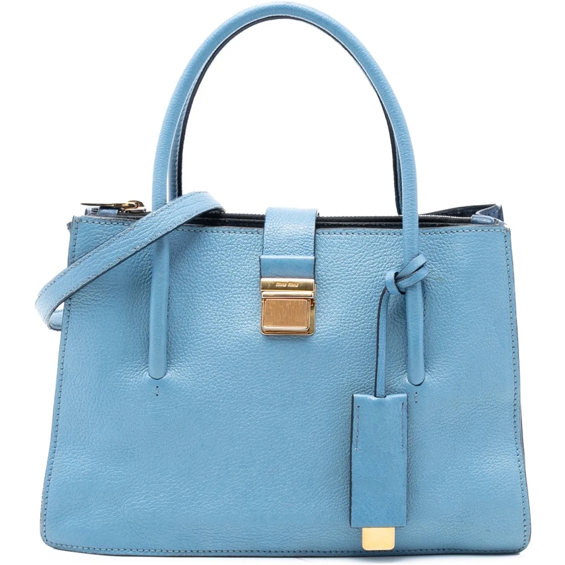 Miu Miu Schultertasche Goatskin Madras Satchel blau