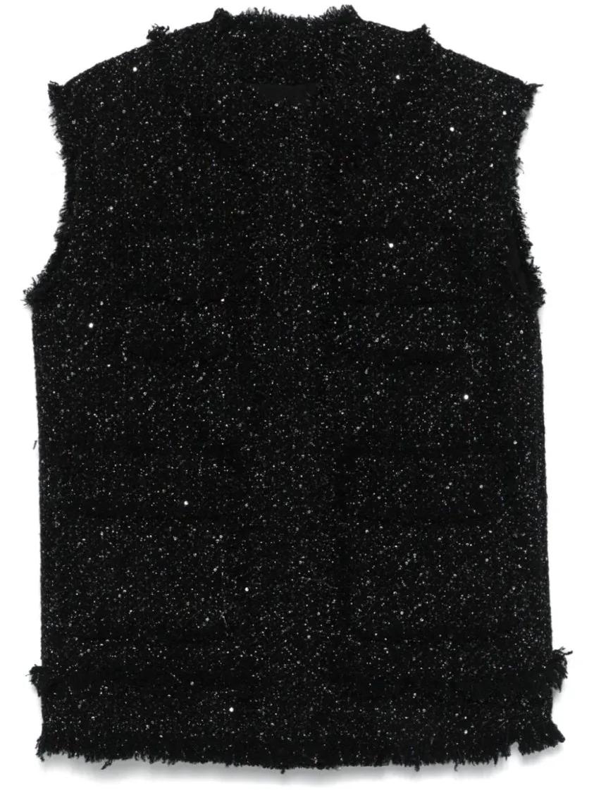 MSGM - Sequined Tweed Vest - Größe 42 - schwarz